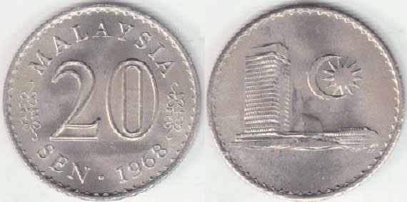 1968 Malaysia 20 Sen (Unc) A001019